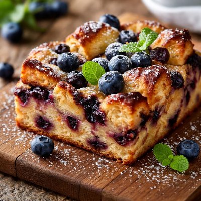 Blueberry bread pudding