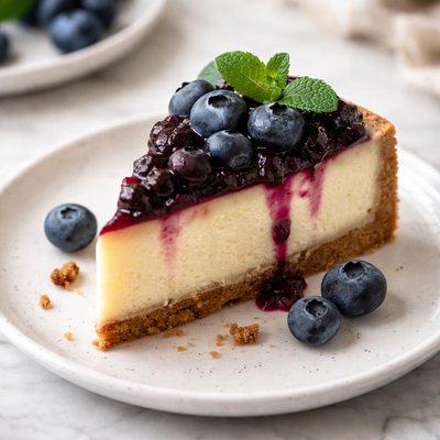 Blueberry cheesecake slice