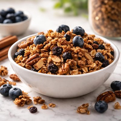 Blueberry cinnamon nut granola