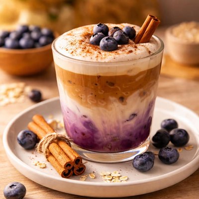Blueberry cinnamon oatmilk latte