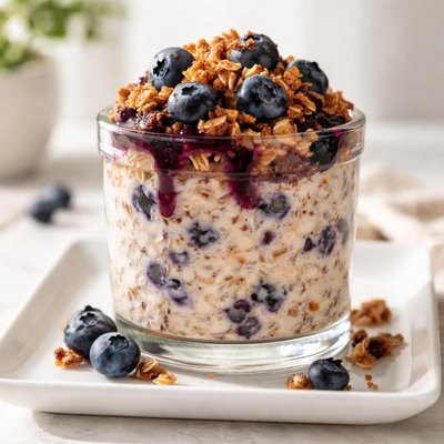 Blueberry cobbler overnight oats