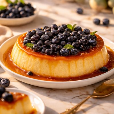 Blueberry flan