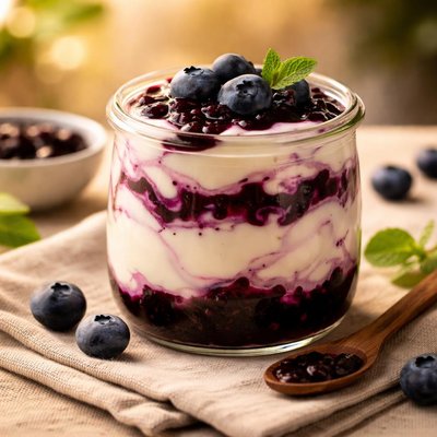Blueberry jam yogurt