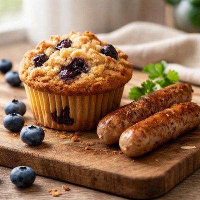 Blueberry muffin with turkey sausage