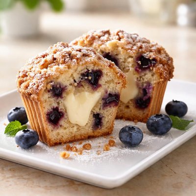 Blueberry muffin with vanilla filling