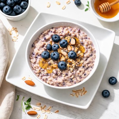 Blueberry mush overnight oats