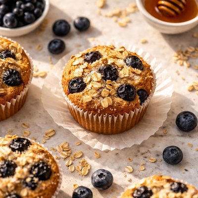 Blueberry oat breakfast muffin