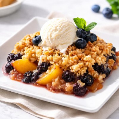 Blueberry peach dump cake