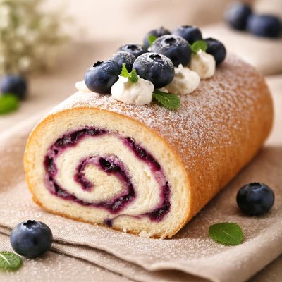 Blueberry roll cake