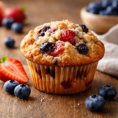 Blueberry strawberry muffin