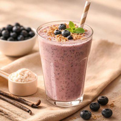 Blueberry vanilla proteins smoothie