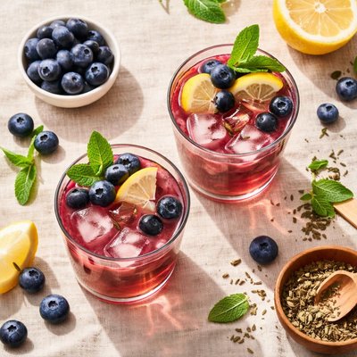 Blueberry yerba mate kombucha