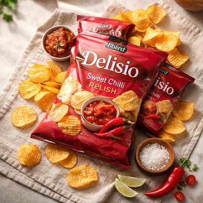 Bluebird delisio sweet chilli relish potato chips multipack