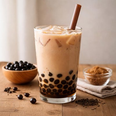 Boba tea with pearls