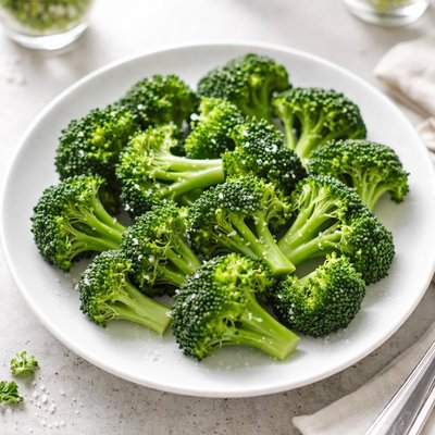 Boiled broccoli with salt