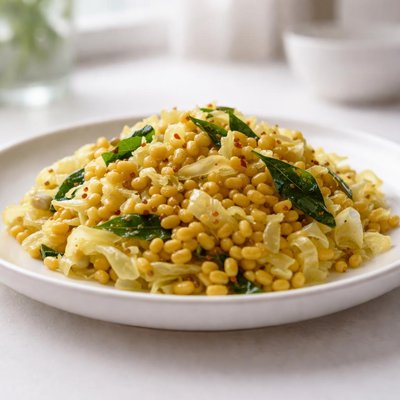 Boiled cabbage with moong dhal