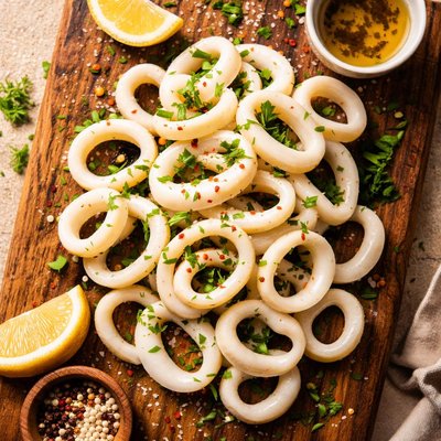 Boiled calamari rings