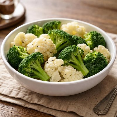 Boiled cauliflower and broccoli