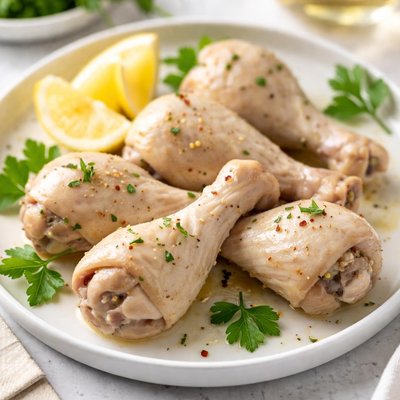 Boiled chicken drumsticks