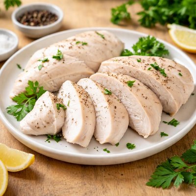 Boiled chicken fillets