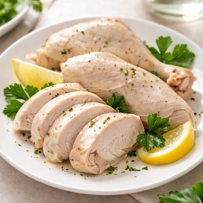 Boiled chicken meat