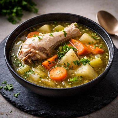Boiled chicken soup