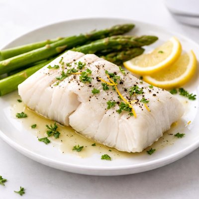 Boiled cod fillet