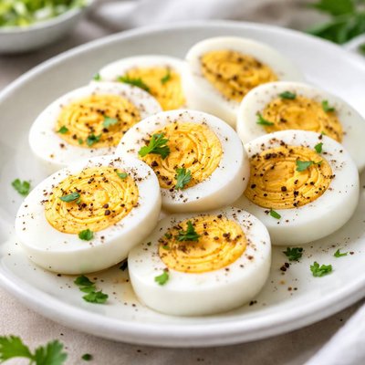 Boiled egg slices