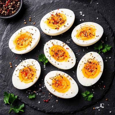 Boiled egg with pepper