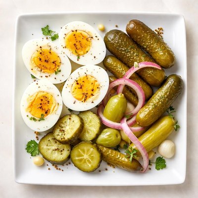 Boiled egg with pickles