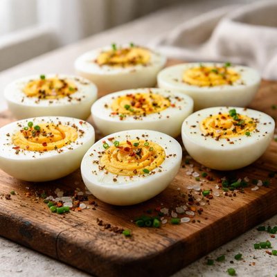 Boiled egg with seasoning