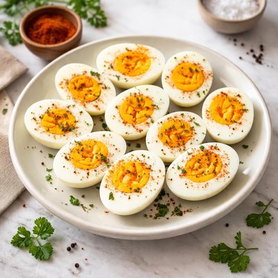 Boiled eggs with paprika