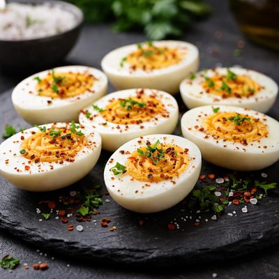 Boiled eggs with spices