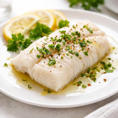 Boiled fish fillet