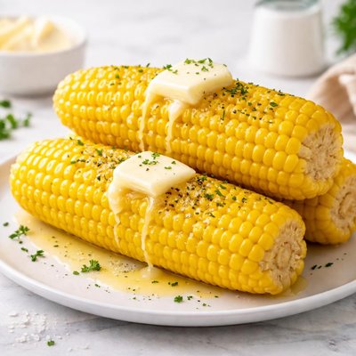 Boiled fresh corn with butter