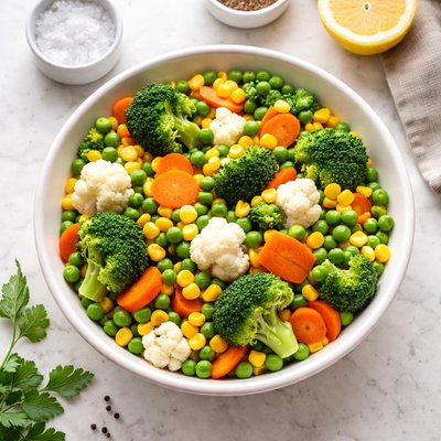 Boiled frozen veggies