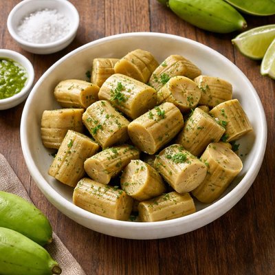 Boiled green bananas