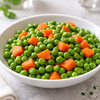 Boiled green peas and carrots