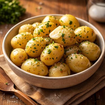 Boiled hot potatoes