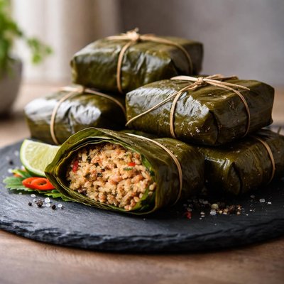 Boiled leaf-wrapped food