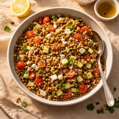 Boiled lentils salad