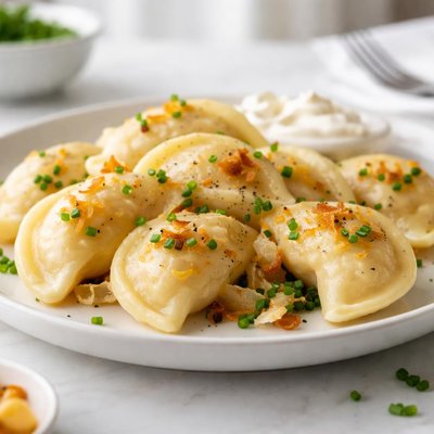 Boiled potato and cheddar pierogies