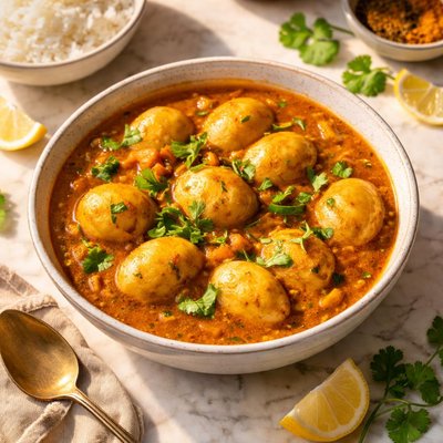 Boiled potato in curry