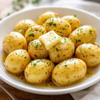 Boiled potatoes with butter