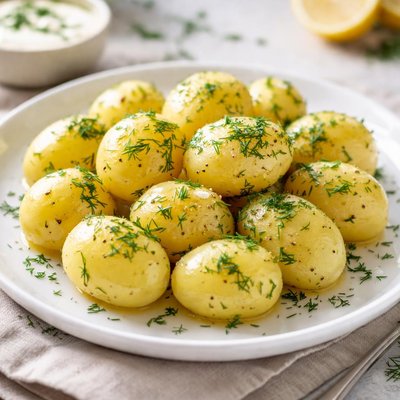 Boiled potatoes with dill