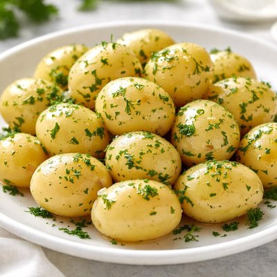 Boiled potatoes with herbs
