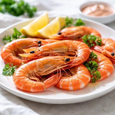 Boiled prawns