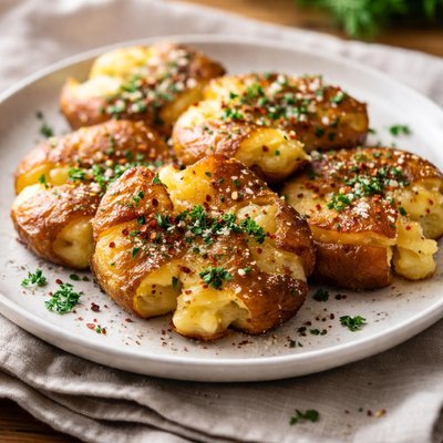 Boiled smashed potato
