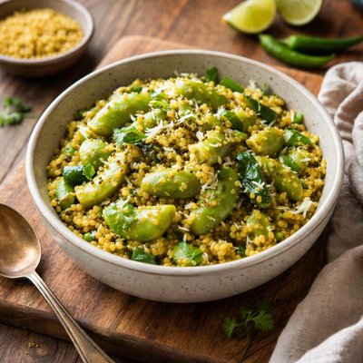 Boiled snake gourd with moong dhal