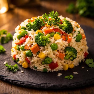Boiled vegetables rice